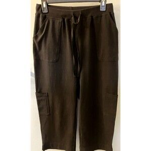 NWOT Basic Editions  Drawstring Waist Black Capris Size M